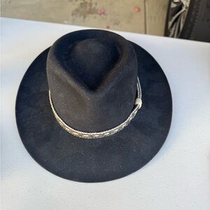 Black Wide Brim Hat with Braided Band